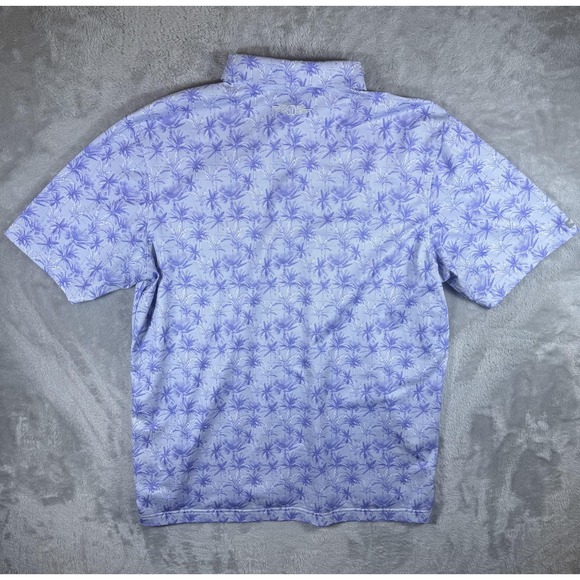 Straight Down Polo Shirt Mens Large Blue Purple Palm Tree Performance Golf - Picture 5 of 7